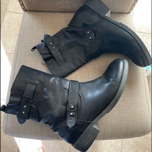Black Leather Moto Style Boots